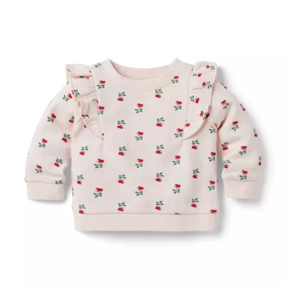 JANIE AND JACK Girl's ruffle sweatshirt 18-24 months cherry print Terry